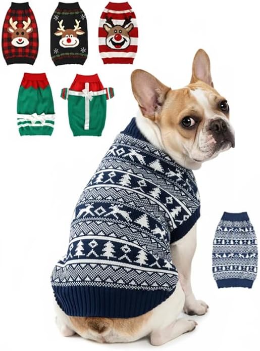Dog Christmas Sweater, Soft Warm Pet Clothes Coat by AURUZA