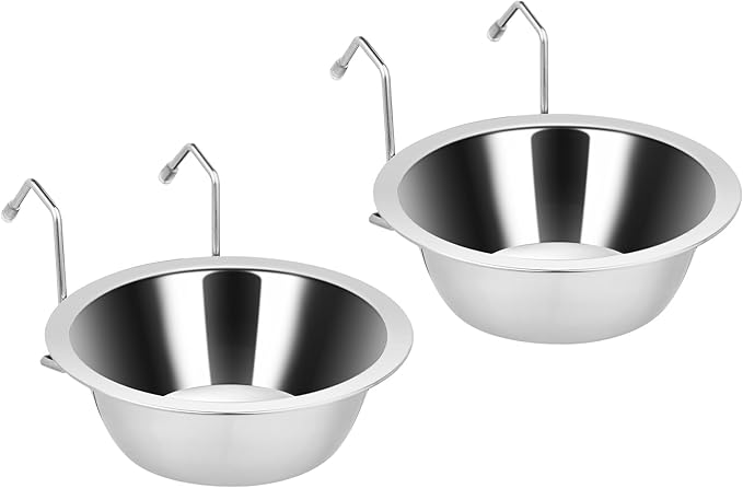 2PCS Kennel Water Bowl Hanging, Stainless Steel Puppy Bowls by Fri4Free