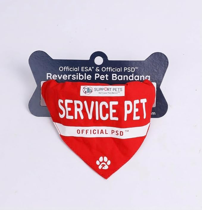 Support Pets Reversible ESA & PSD Pet Bandana – Printed “Support Pet” & Service - Image 4
