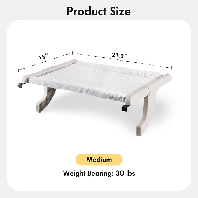 Window Sill Mount Cat Perch for Indoor Cats, One-Step Sliding Clamping Slot - Image 4