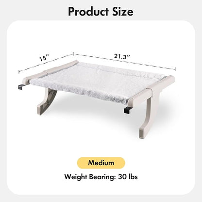 Window Sill Mount Cat Perch for Indoor Cats, One-Step Sliding Clamping Slot - Image 4