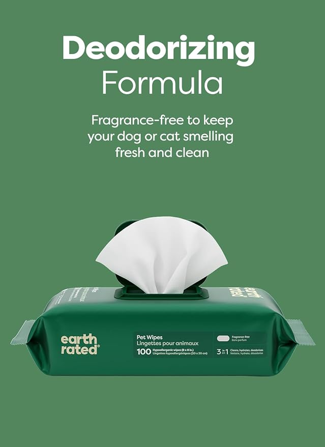 Earth Rated Pet Wipes for Dogs and Cats, Hypoallergenic, 3-in-1 Cleaning - Image 6