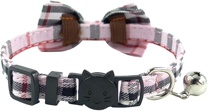 Cat Collar Breakaway with Bell and Bow Tie, Plaid Design Adjustable Safety - Image 4