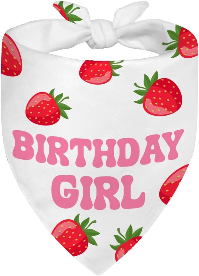 Birthday Girl White Dog Bandana, Cute Pet Scarf by Unknown