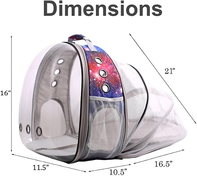 Galaxy Blue Cat Bubble Backpack, Back Extension Space Capsule Astronaut Clear - Image 2