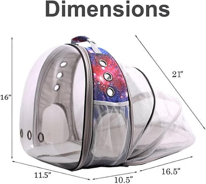 Galaxy Blue Cat Bubble Backpack, Back Extension Space Capsule Astronaut Clear - Image 2