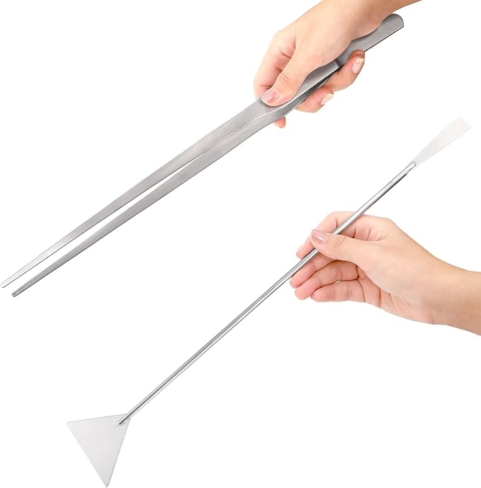 Hiceeden 4 Pcs 15 Inch Long Aquarium Aquascape Tools, Stainless Steel - Image 4