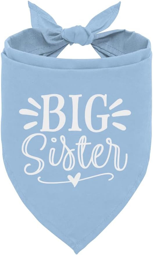 Big Sister Dog Bandana, Light Blue Pet Scarf Accessories, Pet Triangle Scarf by ZPPRJF