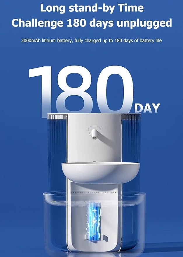 Wireless Cat Water Fountain No Filters, 3.5L Automatic Wastewater Separation - Image 3
