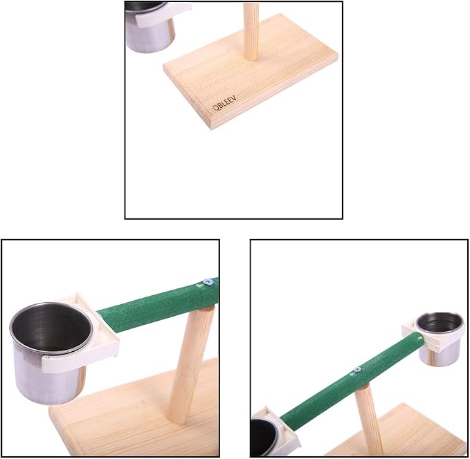 QBLEEV Bird Play Stands Tabletop T Parrot Perch, Wooden Bird Playstand Portable - Image 3