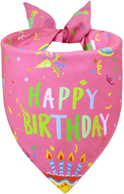 Dog Birthday Bandana Girl for Large X-Large Dogs, Reversible 2 Patterns in 1 - Image 2