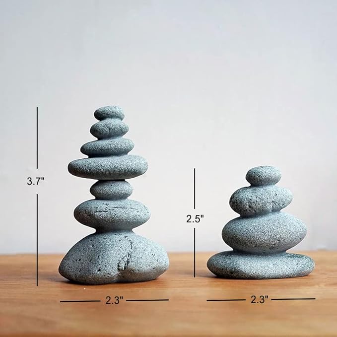 OwMell Balanced Stones Cairn Statue Garden Decor, Stacked Zen Rock Stone - Image 6
