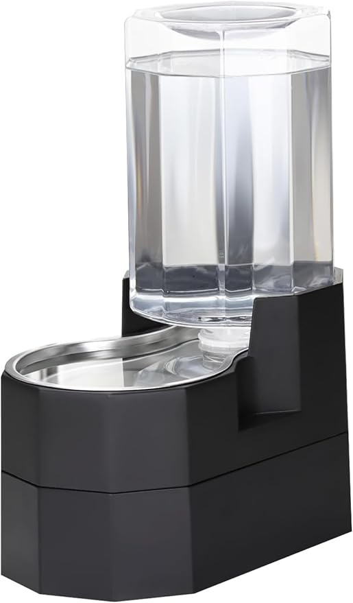 Sfozstra Large Dog Water Dispenser: 7L Raised Gravity Gray Automatic Stainless by Sfozstra