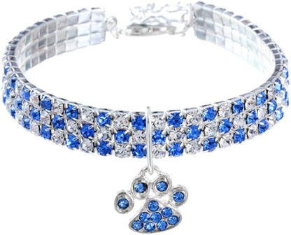 Pet Collar with Diamonds, Adjustable Crystal Diamond Elastic Heart Claw Pendant by RayMinsino