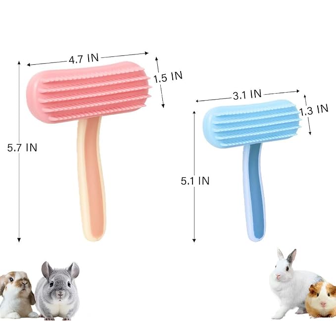 2 Pack Bunny and Chinchilla Grooming Brush – Soft Silicone De-Shedding Bath & - Image 5