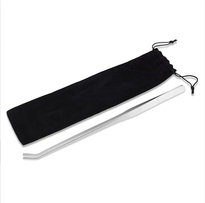 Mandala Crafts 15 Inches Silver Stainless Steel Curved Aquarium Tweezers - Image 4