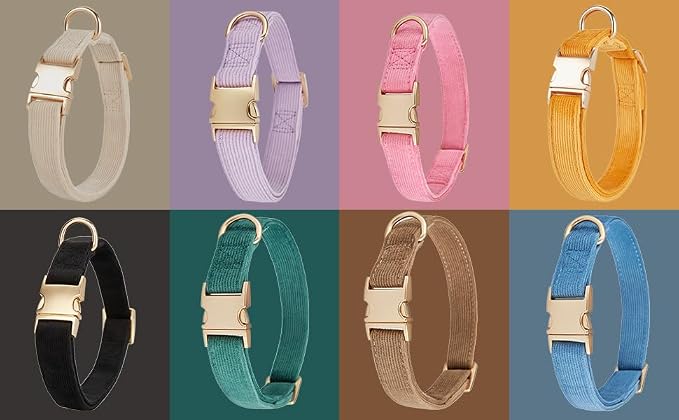 Soft Cotton Dog Collar with Metal Buckle Adjustable Heavy Duty Comfy Corduroy - Image 8