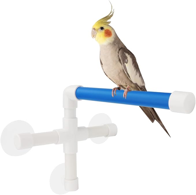 Hypeety Pet Parrot Bath Perches Rack Suction Cup Bird Window and Shower Perch by Hypeety