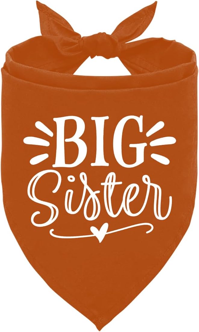 Big Sister Bandanas for Dog, Pet Pregnancy Announcement, Dark Orange Dog Bandana by ZPPRJF