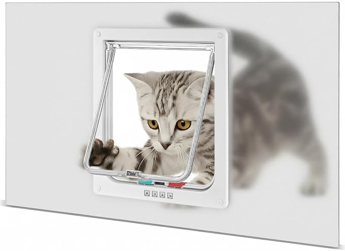 Cat Door for Window, 4 Locking Modes for Safety Cat Window Door, Fits 14"-24" - Image 2
