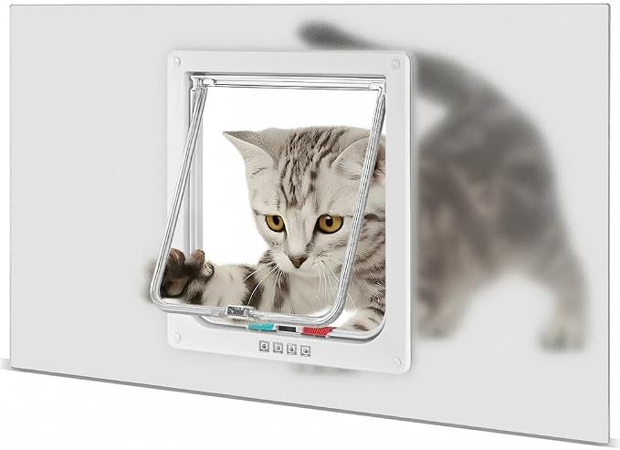 Cat Door for Window, 4 Locking Modes for Safety Cat Window Door, Fits 14"-28" - Image 2
