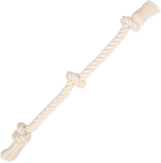 Flossy Chews 100-Percent Cotton White 3-Knot Rope Tug by MammothPetProducts