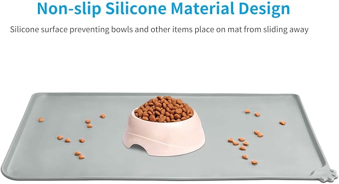 AUDWUD Silicone Waterproof Pet Feeding Mats, Anti Slip Bowl Pad, Dog Mat - Image 2