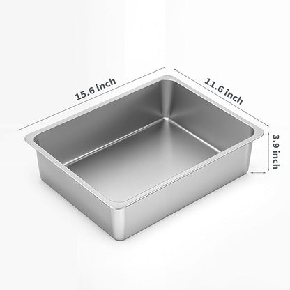 Kirecoo Stainless Steel Cat Litter Box, Small Metal High Sided Cat Pan Box - Image 2