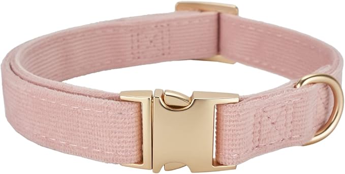 Soft Cotton Dog Collar with Metal Buckle Adjustable Heavy Duty Comfy Corduroy by YUDOTE