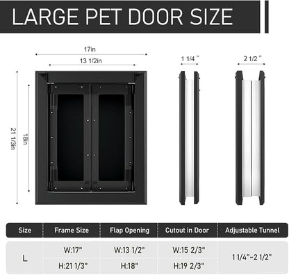 【PATAPLUS】 Aluminum French Large Dog Door, Strong Double Magnetic Flaps - Image 6