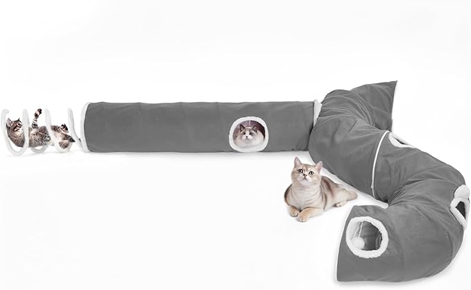 Ownpets 2-in-1 Cat Tunnel, Large Lollipop Shape Cat Tunnel Toy - Image 9