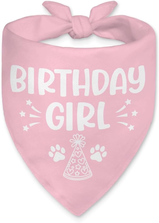 Birthday Girl Funny Dog Bandana, Happy Birthday Girl Dog Bandana, Pet Scarf by Unknown