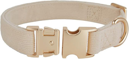 Soft Cotton Dog Collar with Metal Buckle Adjustable Heavy Duty Comfy Corduroy - Image 2