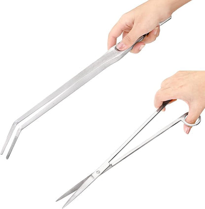 Hiceeden 4 Pcs 15 Inch Long Aquarium Aquascape Tools, Stainless Steel - Image 3