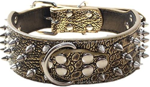 Serijoars Spiked Studded Dog Collar, PU Leather Dog Collar, Adjustable Pet by Serijoars