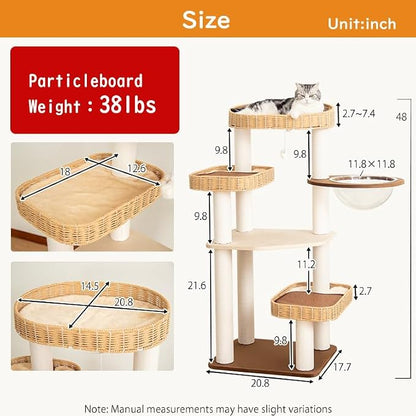 Modern Cat Tree for Large Cats, 48-Inch Tall Cat Tree Tower - Image 4