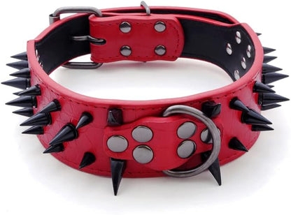 Serijoars Spiked Studded Dog Collar, PU Leather Dog Collar, Adjustable Pet by Serijoars