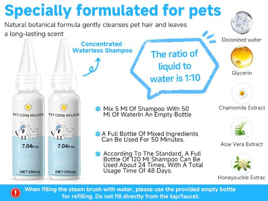 Pet Steam Brush Spray Refill for Dogs & Cats – Concentrated Waterless Shampoo - Image 2