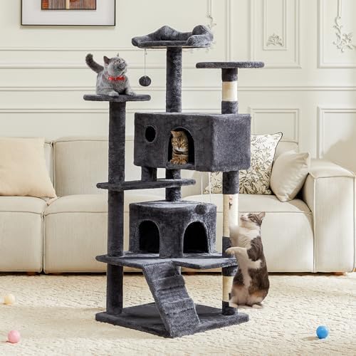 DUMOS 54-inch Indoor Cat Tree Tower –Multi-Level Pet House - Image 3