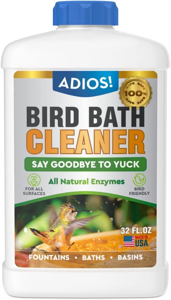 Bird Bath Cleaner for Outdoor Fountains and Bowls, Safely Cleans Metal by Adios