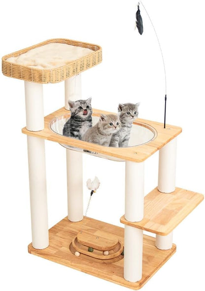 Wood Cat Tree for Large Cats, Modern Cat Tree Tower by PETTIFULCATTREE