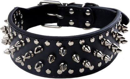 Serijoars Spiked Studded Dog Collar, PU Leather Dog Collar, Adjustable Pet by Serijoars