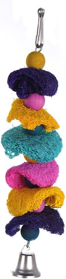 Hypeety Bird Toys Parrot Hanging Chew Toys Natural Colorful Loofah Shred and - Image 2