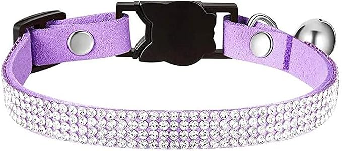 Cat Collars, Rhinestone for Girl Cats Bling Kitten Flower Adjustable Breakaway by Bbmmayy