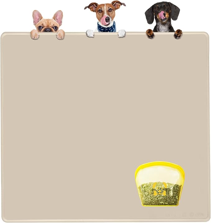 Extra Extra Large Silicone Dog Food Mat 39.4×43.3in and 128oz Silicone Bag Set by Unknown