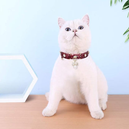 PetsHome Cat Collar, Dog Collar, PU Leather Adjustable Pet Collar - Image 6