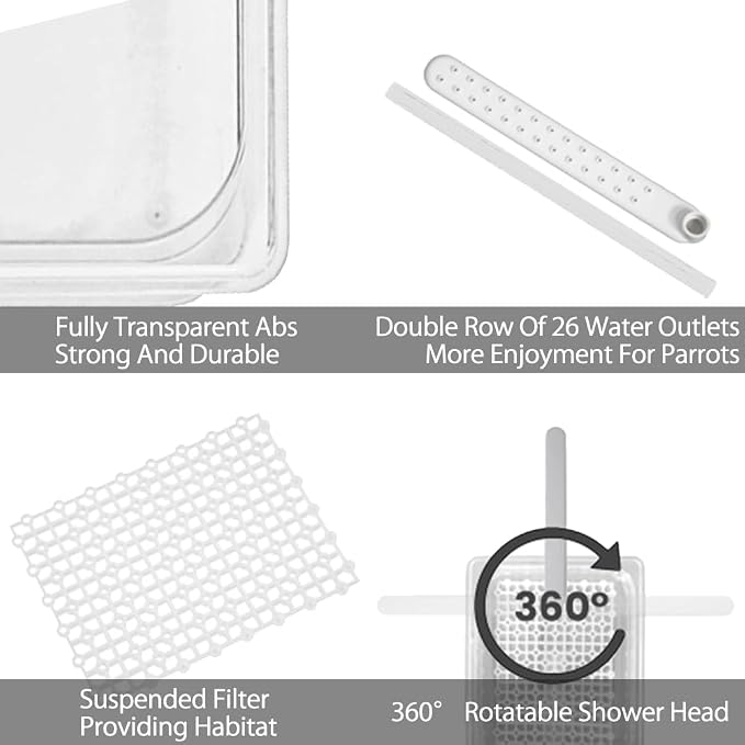 Parrot Bathtub, USB Electric Large Bird Bathtub Shower - Image 6
