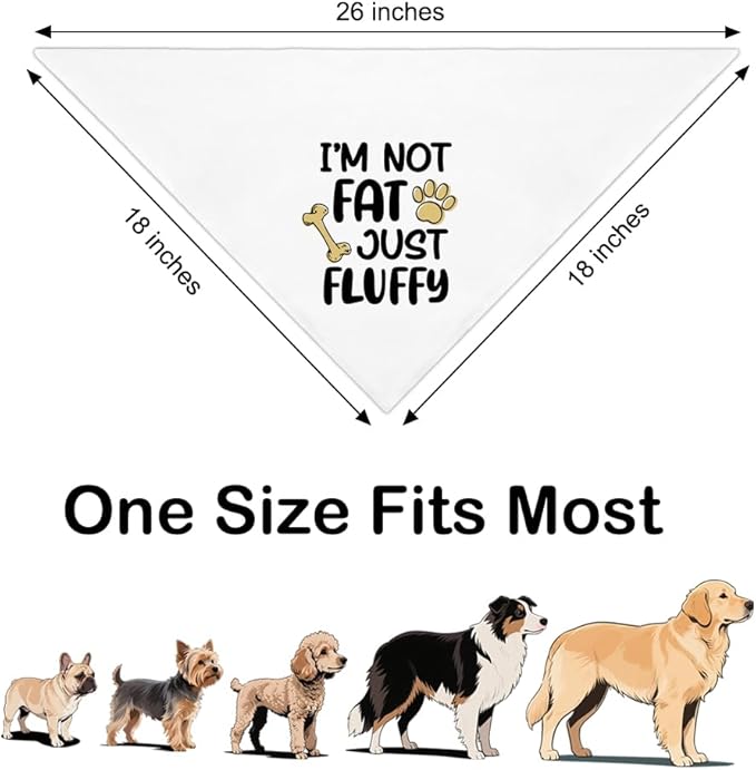I'm Not Fat Just Fluffy White Dog Bandana, Funny Cute Puppy Scarf Accessory - Image 2