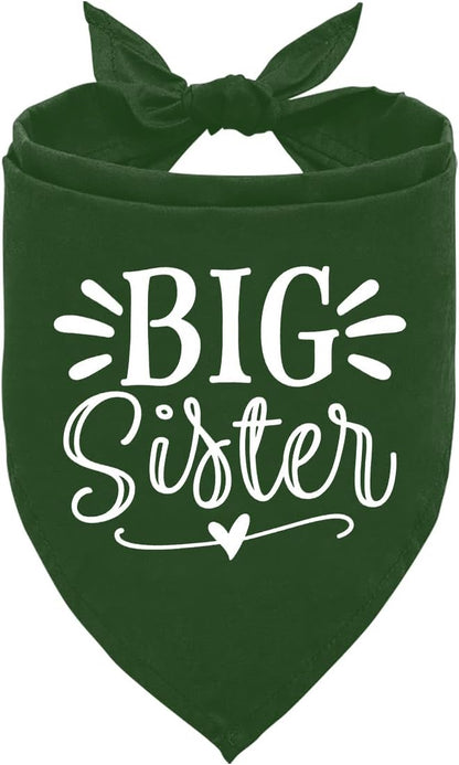 Big Sister Bandana for Dogs, Pet Pregnancy Announcement, Dark Green Dog Bandana by ZPPRJF