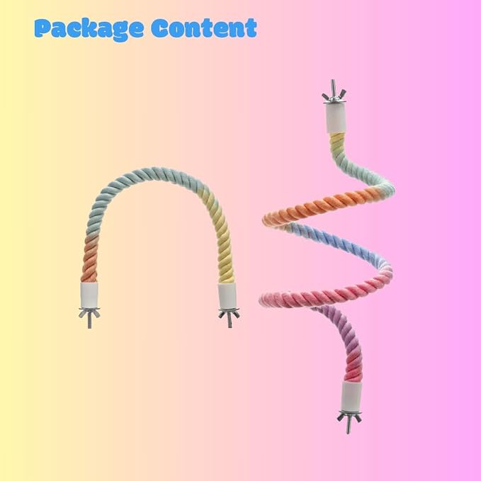 2Pcs Gradient Bird Rope Perch Stand Bird Cage Climbing Rope Toys Accessories of - Image 5